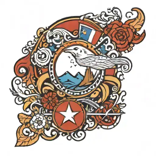 Line Drawing Where One Half Represents Chile And The Other Norway