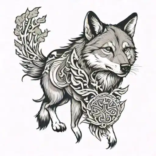 Wolf With A Deer And Bass Behind Him