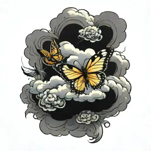 Storm Cloud Forming With Butterfly Emerging