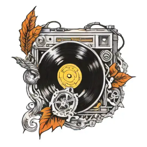 Multi Platinum Vinyl Record Surrounded My Music Themed