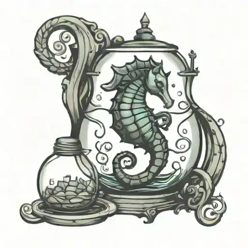 Seahorse In A Fish Bowl On A Castle
