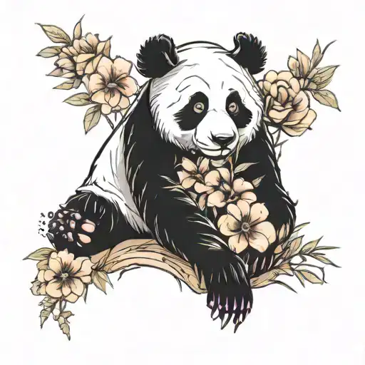 Panda Flowers Writing