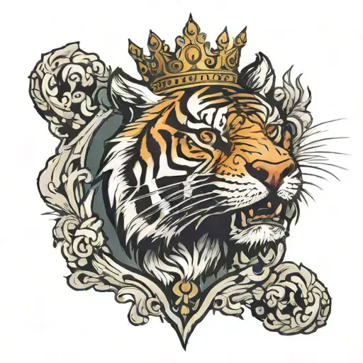 Roaring Tiger With Crown