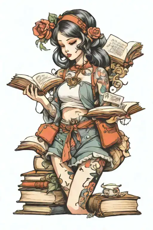 Girl Book Fantasy Scene