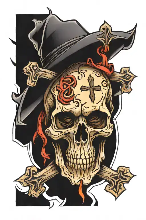 Skull And Cross Intertwined
