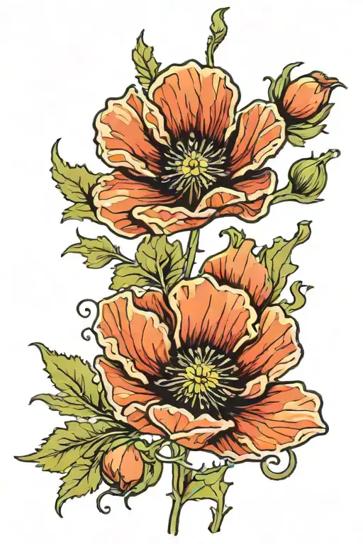 Poppy Flower With Color