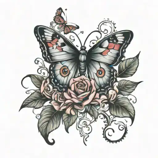 Rose Bud Steam Setting Butterfly Resting