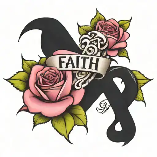 Breast Cancer Sign With A Rose Intertwined That Say Faith