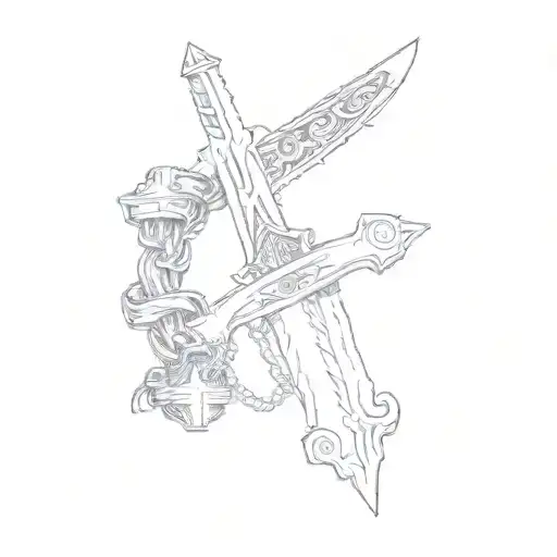 A Sword Cutting Chains Over A Book