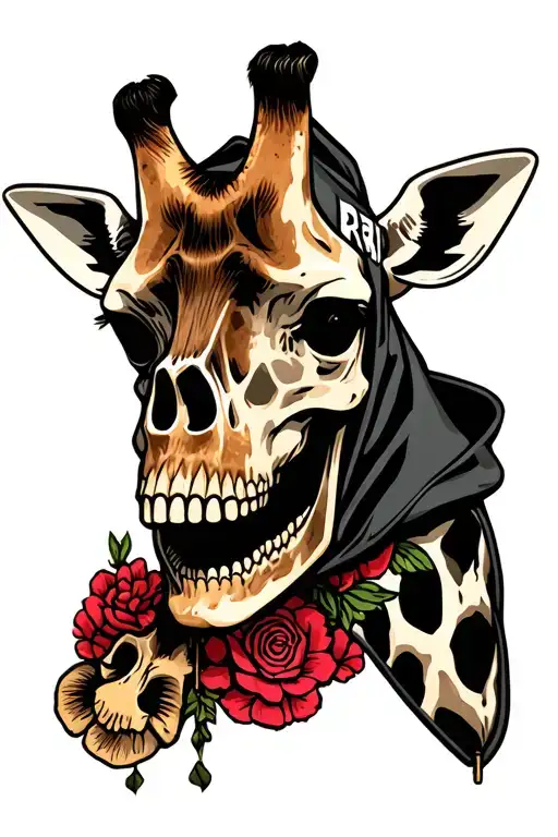 Giraffe In Skull Hoodie