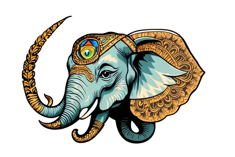 Elephant Head With Third Eye