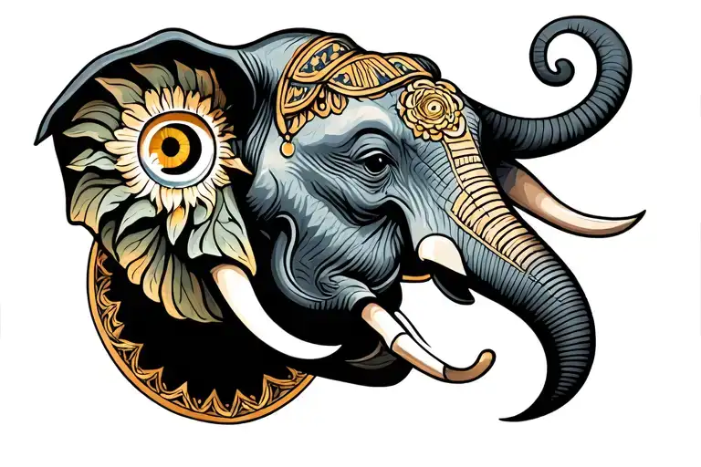 Elephant Head With Third Eye Front