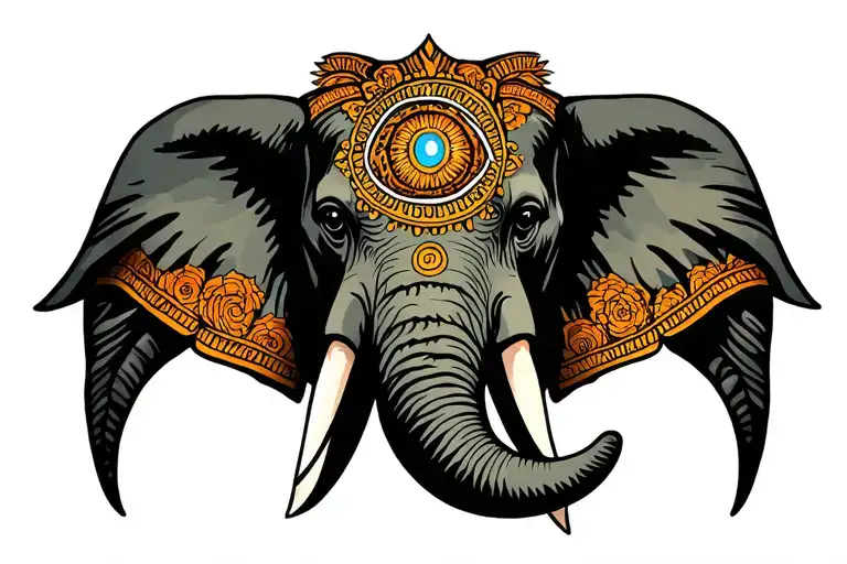 Elephant Head Symmetrical With Third Eye