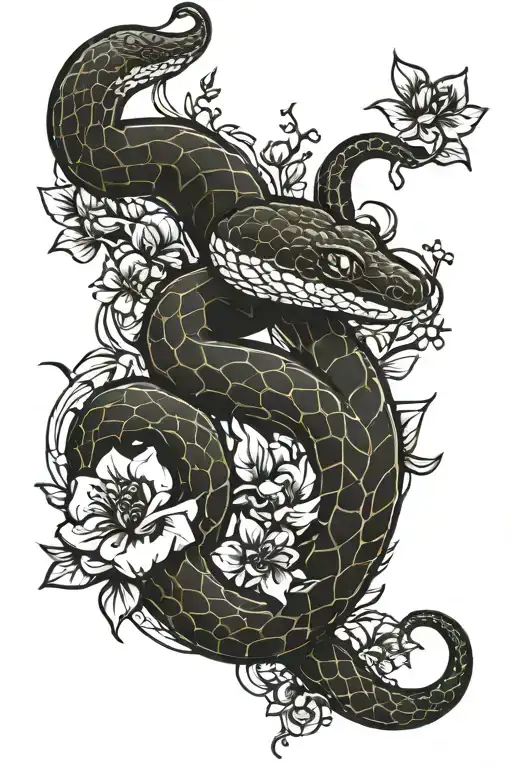 Snake And Flowers