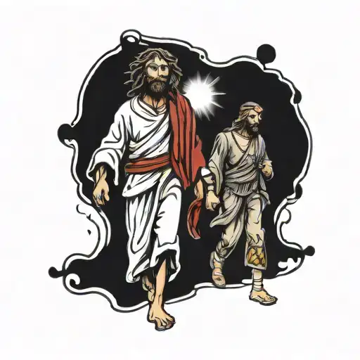 Peter And Jesus Walking