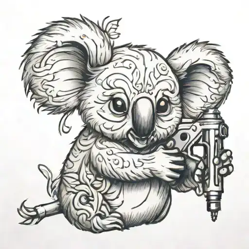 A Koala Holding A Tattoo Gun