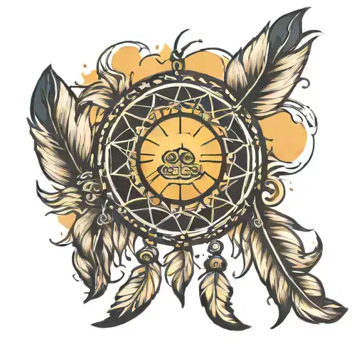 Dream Catcher And Sun With Feathers