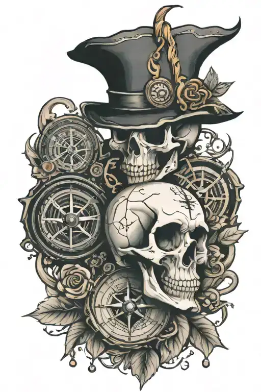 Skull And Compass And Pocket Watch