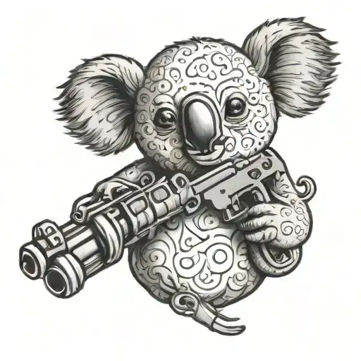 A Koala Holding A Tattooing Gun