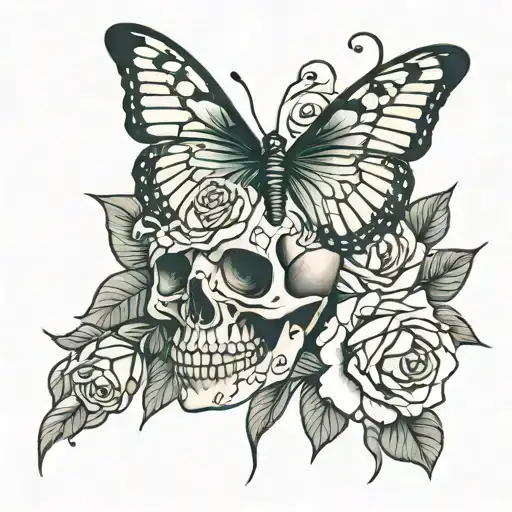 Skull Rose Butterfly