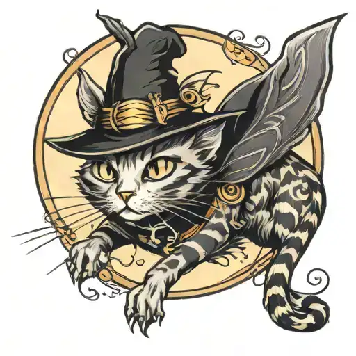 Cat Witch Flying