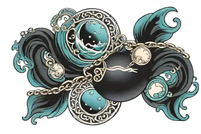 Bracelet With Sea Wave And Moon Phases In Color