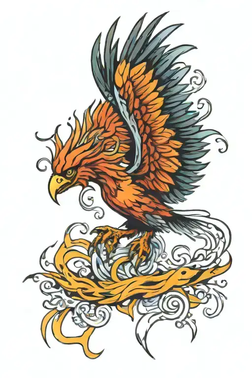 Phoenix From Above Attacking Claws Forward For Prey