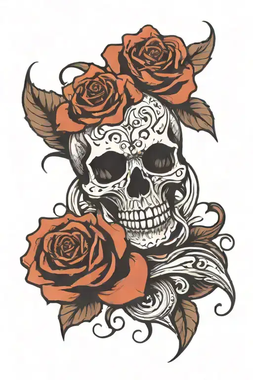 Skull Wave Rose Flower