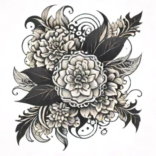 An Abstract Design Combining Floral Patterns And Dance Movements