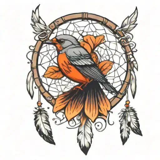 Dream Catcher With Robin Bird