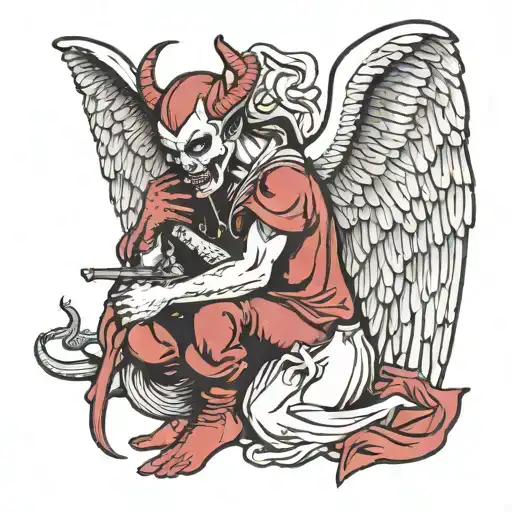 A Devil Taking Pity And Comforting A Desperately Grieving Angel