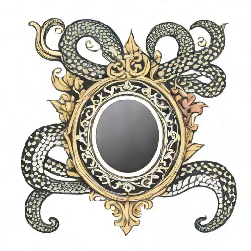 Oval Mirror Lined By An Ouroboros Snake