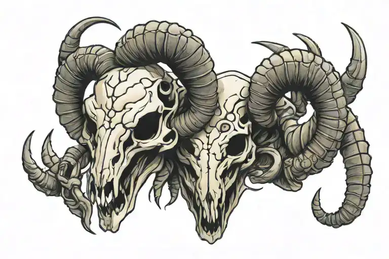 Ram Skull Scorpion Intertwined