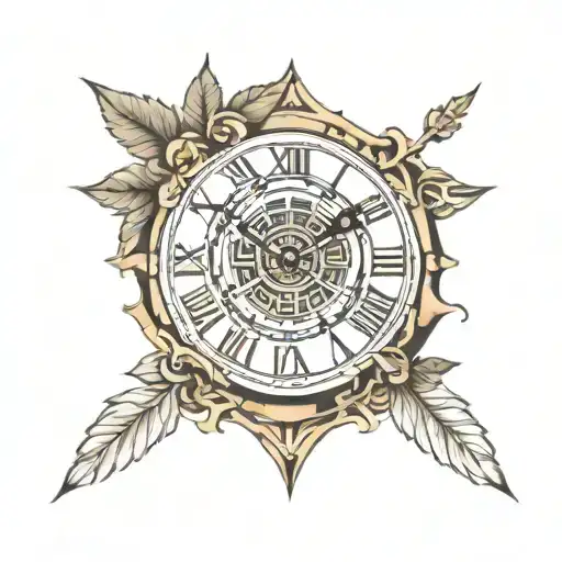 Clock With Greek Geometry Surrounding