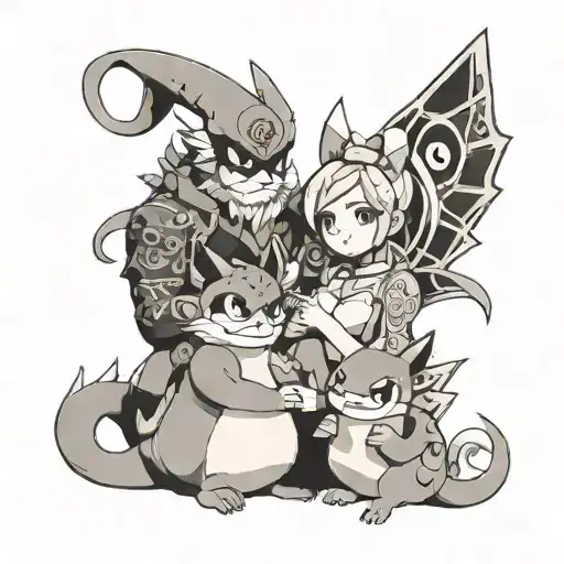 Mother Father And Daughter Doing A Round Of Pokemons