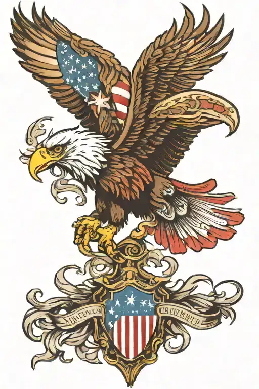Eagle With American Flag