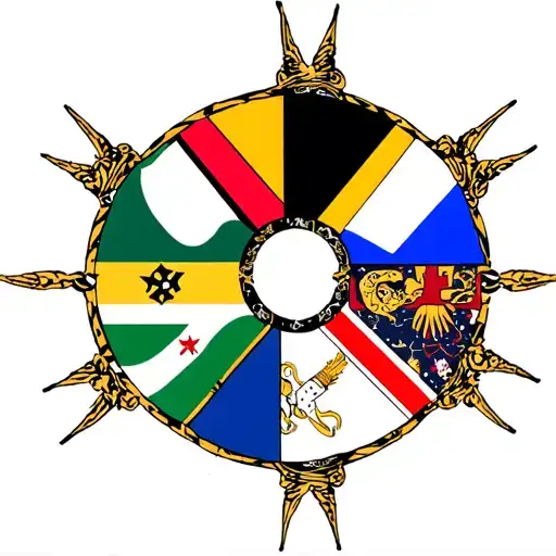 Four Different Flags Around A Circle