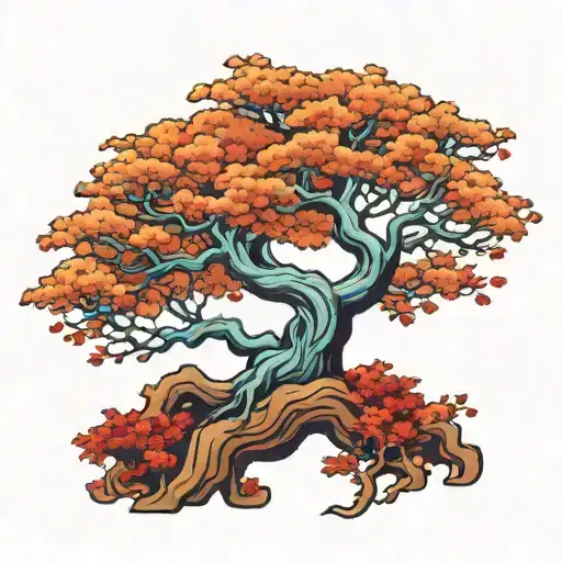 Twisted Japanese Blue Tree Leaning Over To The Left