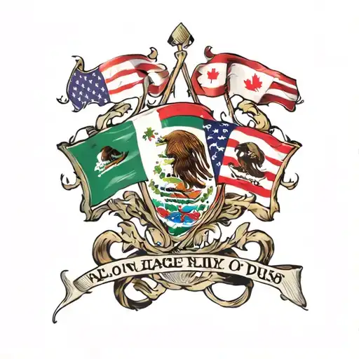 American Canadian Mexican Flags Together