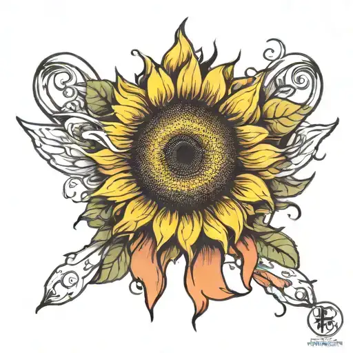 Sunflower And Cancer Ribbon