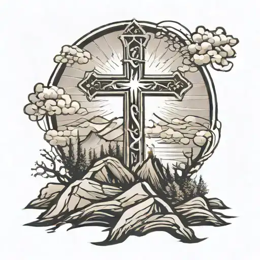 Christian Cross On A Hill