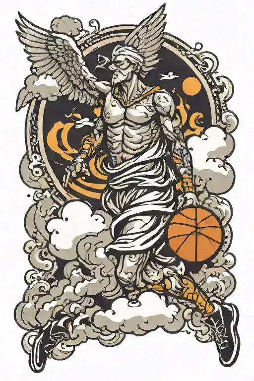 Basketball God Dove And Clouds Surround