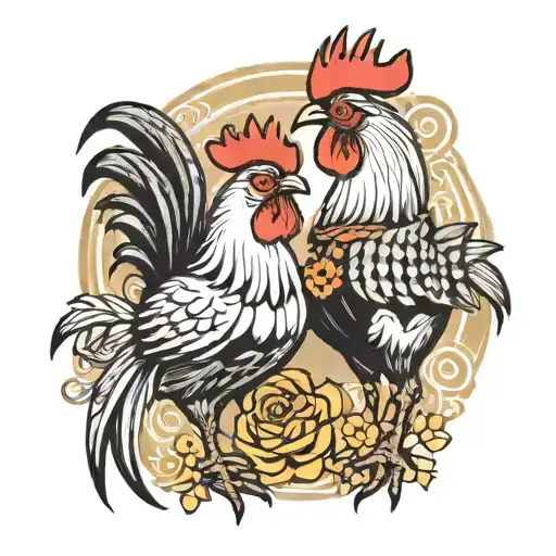 Rooster And Hen Holding Hands