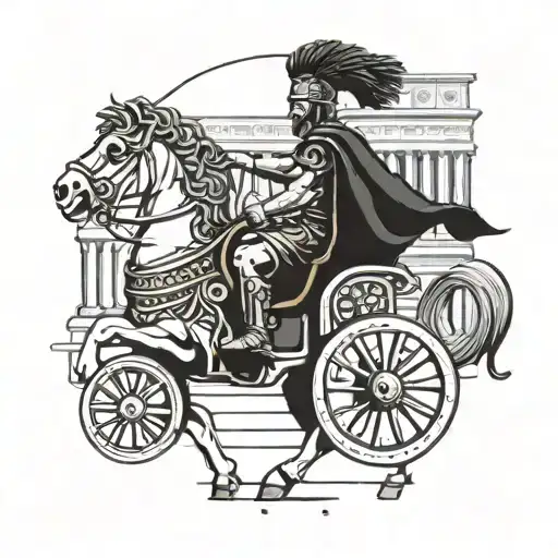 Roman Spartan Riding A Chariot With The Colosseum