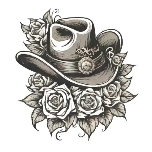 Cowboy Hat Surrounded By Flowers