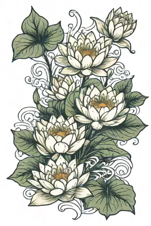 Water Lily And Lakspur Flowers