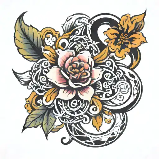 Bigger Flower And Small Flower Infinity Symbol Intertwined