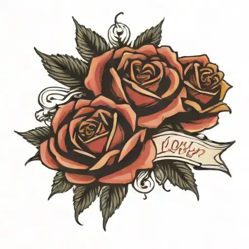 Roses With The Work Loyalty Written To Fit On The Forearm