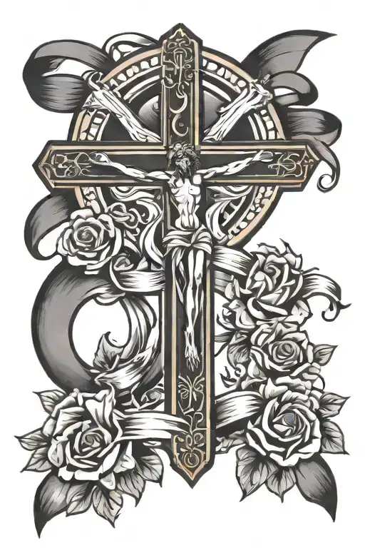 Crucifix Cancer Awareness Ribbon