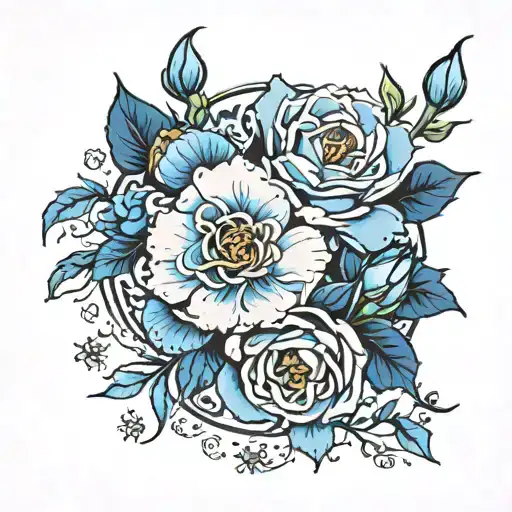 A Philosophical Quote Written In Chinese Calligraphy Surrounded By Blue Roses